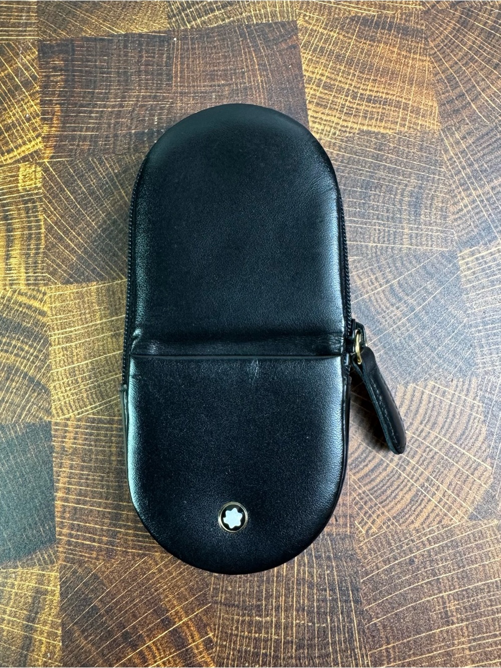 Rare Montblanc Meisterstück 3-Pen Mini Zippered Pouch Case Black Leather 9032